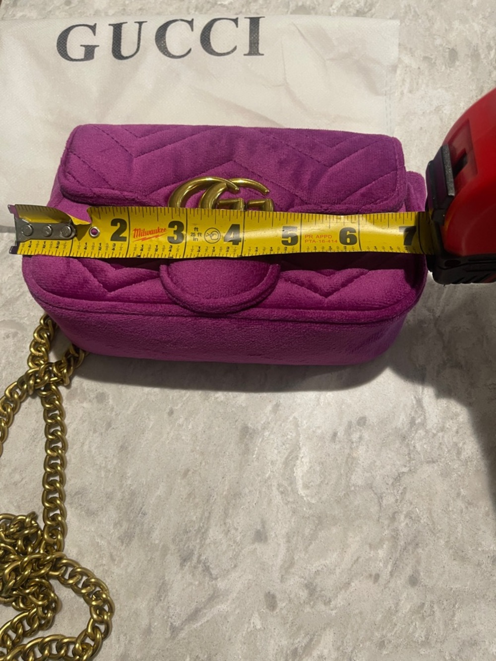 Gucci Small Matelassé Crossbody Bag in Purple with Gold Double G - Picture 2 of 5